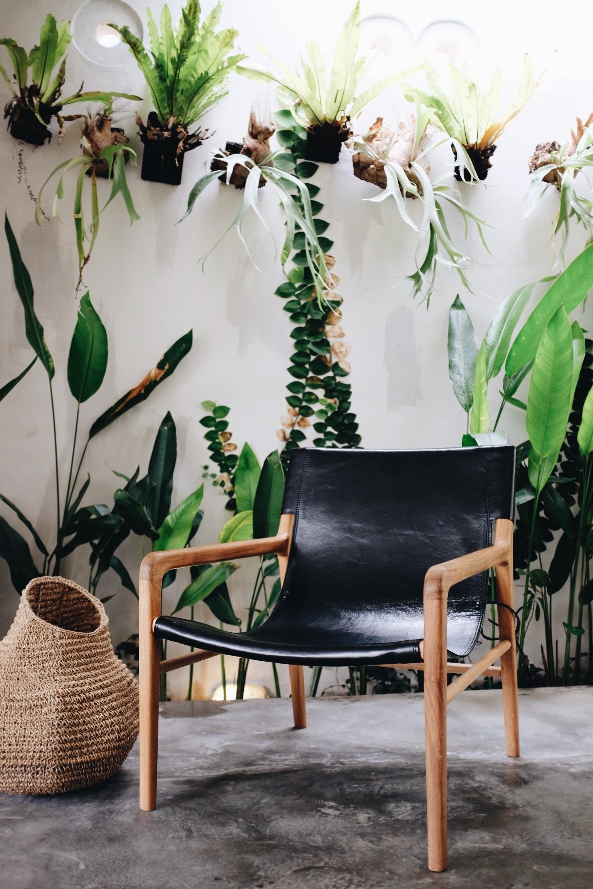 Leather Sling Chair - Black