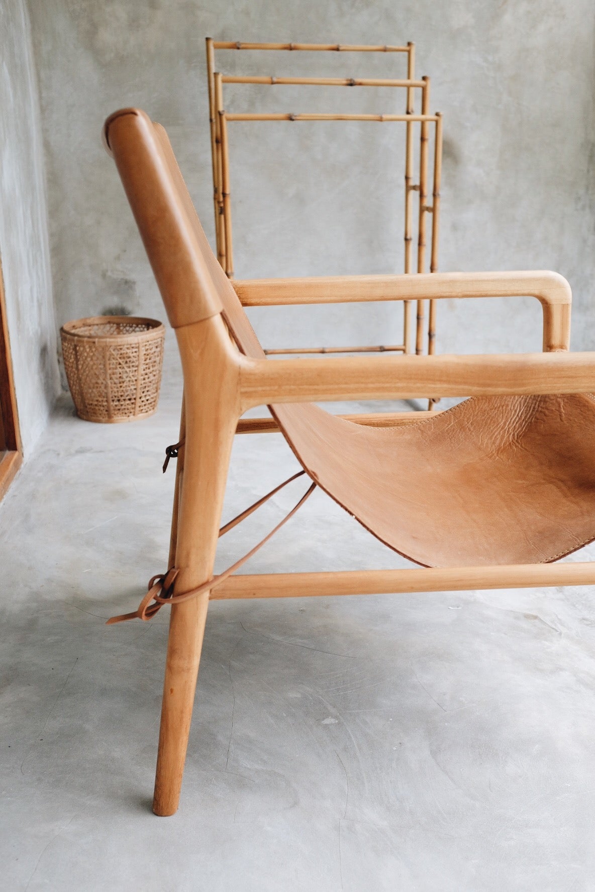 Leather Sling Chair - Tan