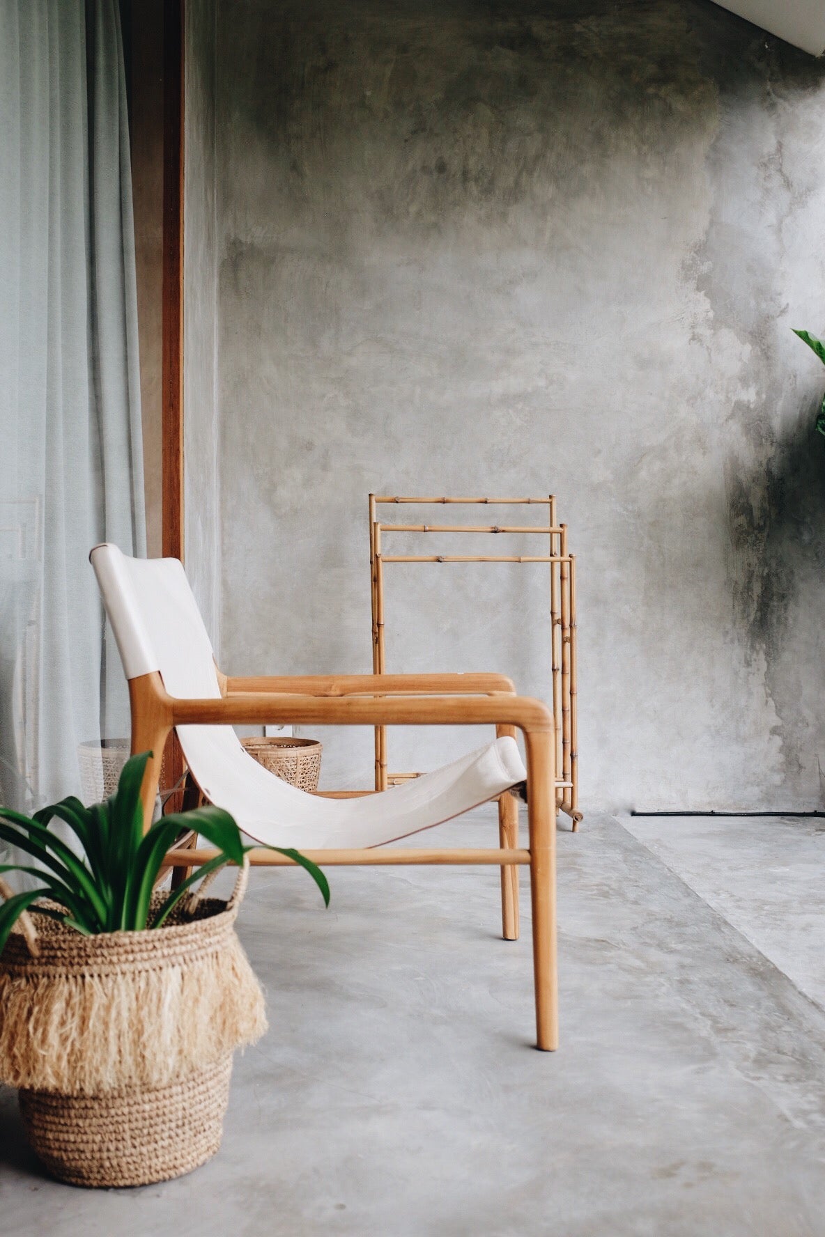 Leather Sling Chair - Beige